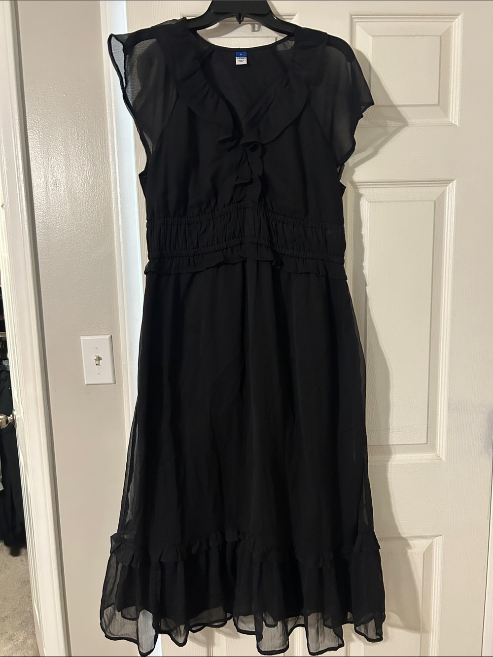 Old Navy Black Ruffle Midi Dress